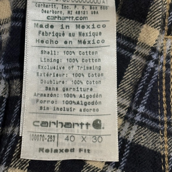 Carhartt Relaxed Fit Flannel Lined Work Pants Khaki 40x30 Carpenter Utility - Picture 2 of 10